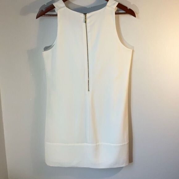 Oleg Cassini White Pleated Sleeveless Sheath Dress, 2. Mature Wedding, Vow Renew - Picture 3 of 10